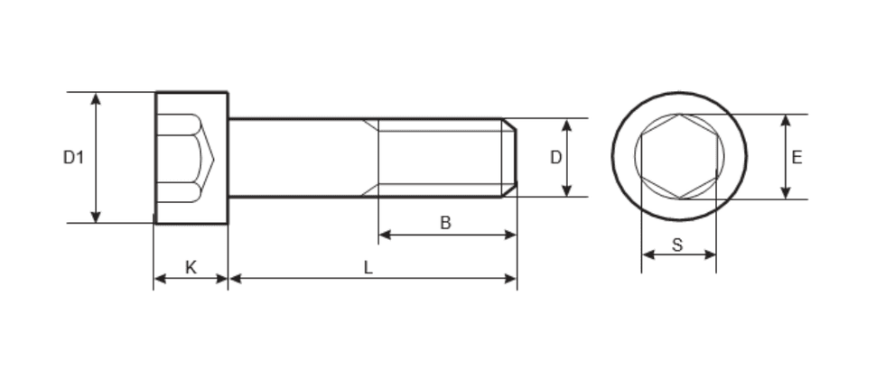 Чертеж винта DIN 912 / ГОСТ 11738-84 / ISO 4762