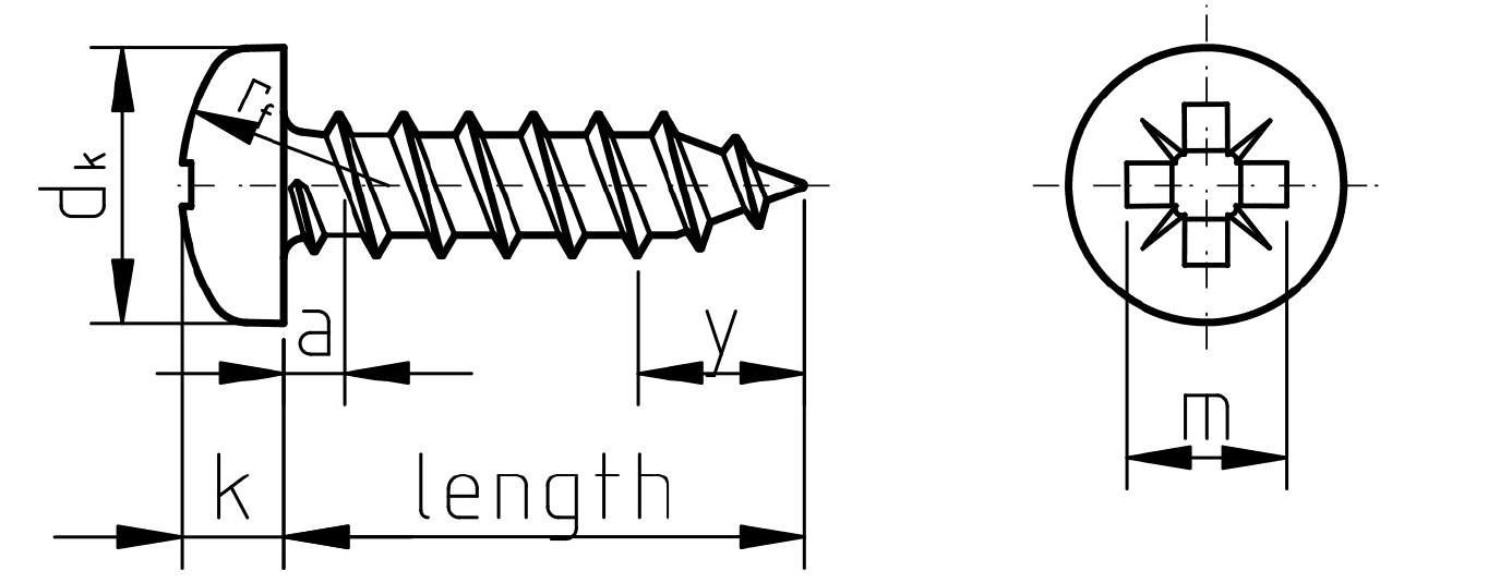 DIN 7981 / ISO 7049 — технический чертёж